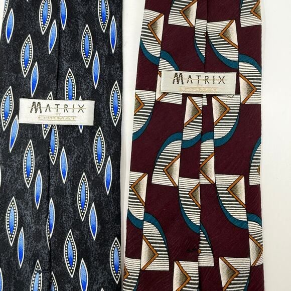 Matrix 100% Silk Mens Neck Ties LOT Of Three Ties Blue Maroon Neutral Business - Picture 4 of 9